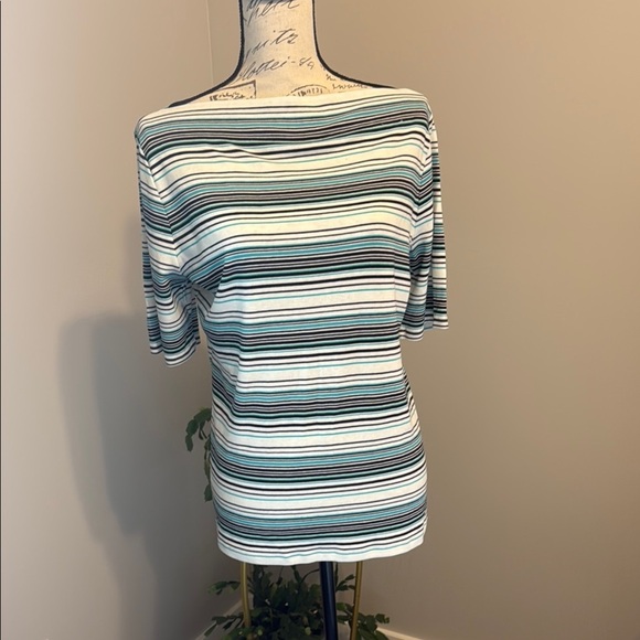 The Limited Tops - EUC The Limited Striped Women's Top - Blue and Black -XL​​